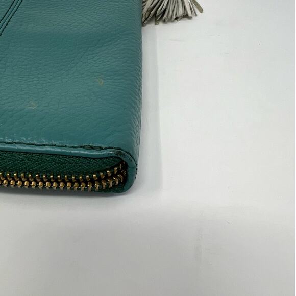Fossil Wallet Aqua Pebbled Leather Off-white tassel - Picture 5 of 7